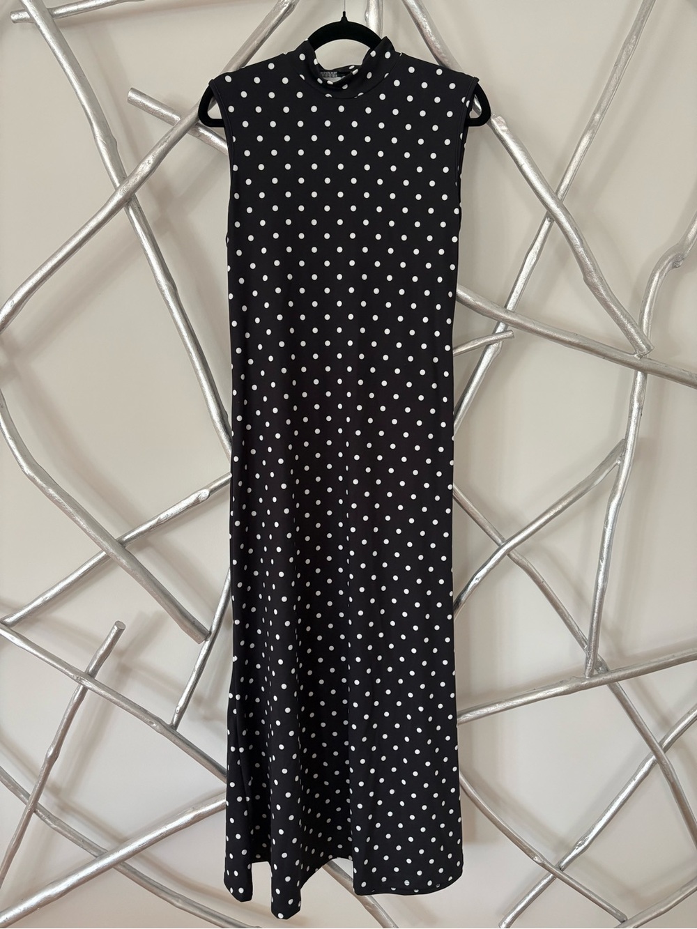 Black Polka Dot Sleeveless Maxi Dress
